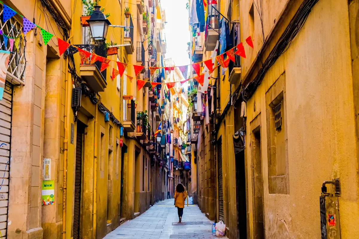 Barcelona street with bunting