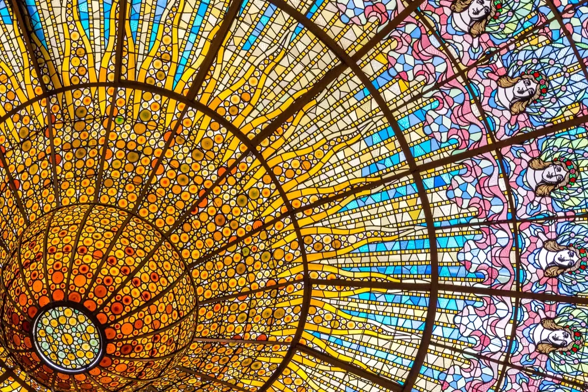 Stained glass ceiling of the Palau de la Música Catalana