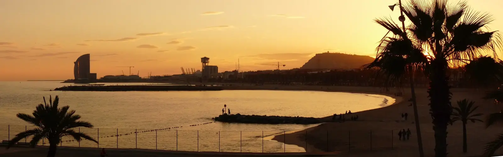 Barceloneta Beach at sunset, Barcelona